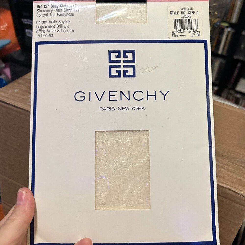 Vintage Givenchy Body Gleamers 157 SZ A Ivory Ultra Sheer Control Pantyhose NWT